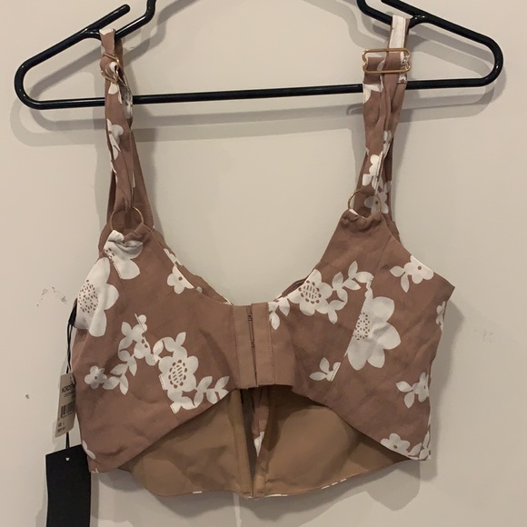 For Love & Lemons Floral Bustier Crop Top L - Picture 5 of 5